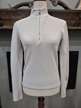 LUNE Women's Light Gray Quarter-Zip Textured Pullover Hoodie Size XS